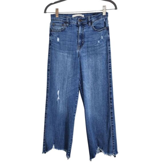 Ella Moss Cropped Distressed Denim Size 27 Ella Moss Wide Leg Cropped Jeans - Picture 1 of 10